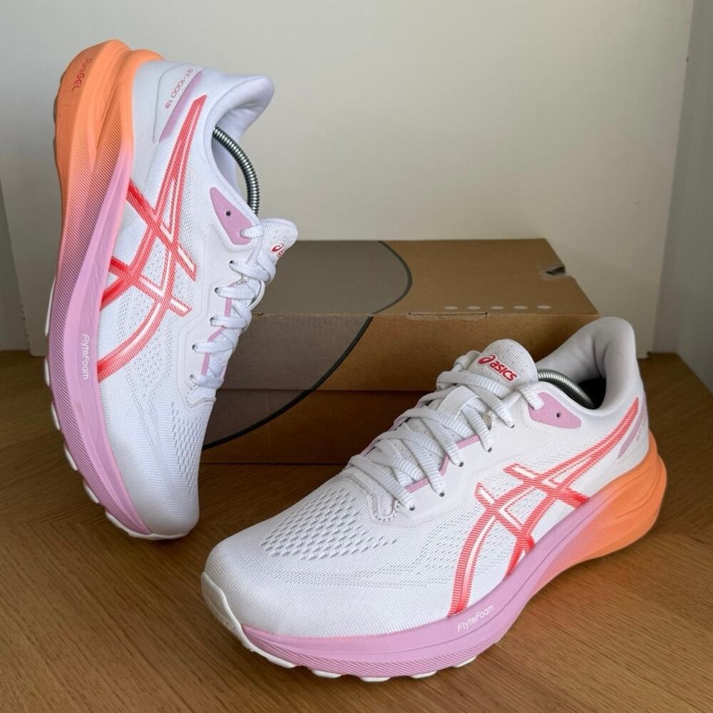 Asics GT-1000 13 White/Coral Reef Women Running Sneakers - SZ 10.5